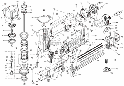 Page A Diagram and Parts List for R150FSA  Ridgid Nailer
