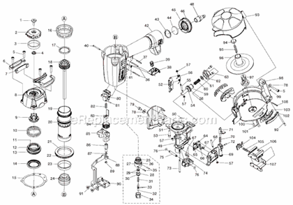 Page A Diagram and Parts List for R175RNA  Ridgid Nailer