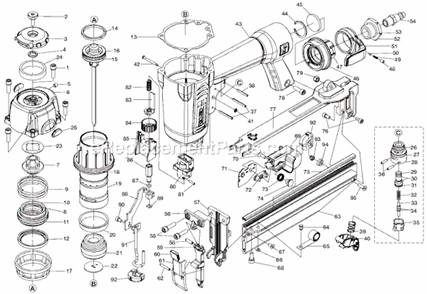 Page A Diagram and Parts List for R250SFA  Ridgid Nailer