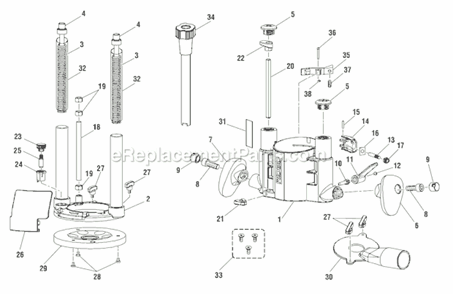 Page A Diagram and Parts List for R29302  Ridgid Router