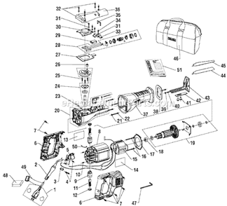 Page A Diagram and Parts List for R3001  Ridgid Reciprocating Saw
