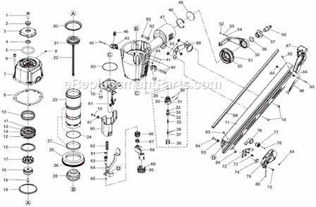Page A Diagram and Parts List for R350CHA  Ridgid Nailer