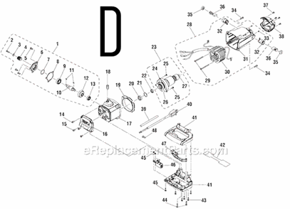 Page D Diagram and Parts List for R4121  Ridgid Miter Saw