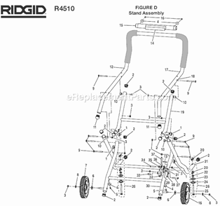 Page D Diagram and Parts List for R4510  Ridgid Table Saw