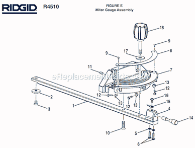 Page E Diagram and Parts List for R4510  Ridgid Table Saw