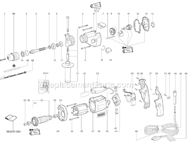 Page A Diagram and Parts List for R7100  Ridgid Electric Drill