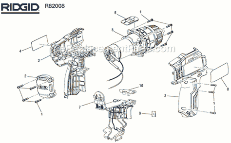 Page A Diagram and Parts List for R82008  Ridgid Cordless Drill