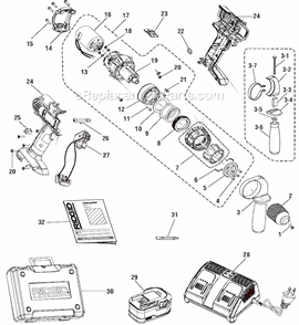 Page A Diagram and Parts List for R83015 after G0343 Ridgid Cordless Drill