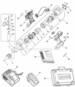 Page A Diagram and Parts List for R84001 after G0344 Ridgid Cordless Drill