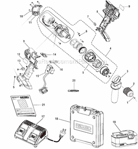 Page A Diagram and Parts List for R84015 before G0304 Ridgid Cordless Drill
