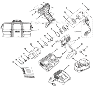Page A Diagram and Parts List for R84230  Ridgid Impact Driver