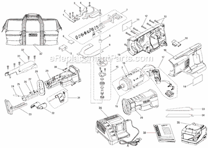 Page A Diagram and Parts List for R854  Ridgid Reciprocating Saw