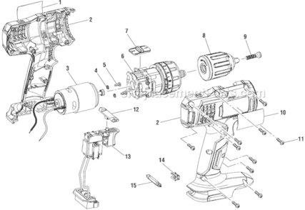Part Location Diagram of 670763001 Ryobi CHUCK W/O HT 1/2-INCH CAP/1/2-