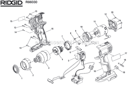 Page A Diagram and Parts List for R86030  Ridgid Impact Driver