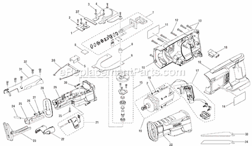 Page A Diagram and Parts List for R8841  Ridgid Reciprocating Saw