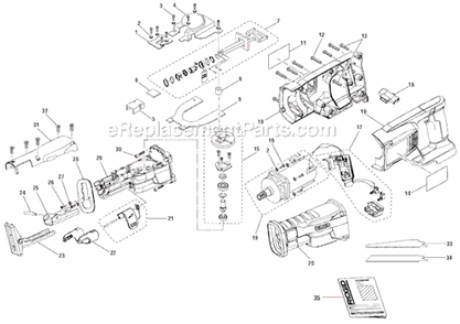 Page A Diagram and Parts List for R884  Ridgid Reciprocating Saw