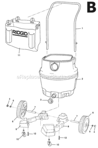 Part Location Diagram of 19898 Ridgid Drum Assembly