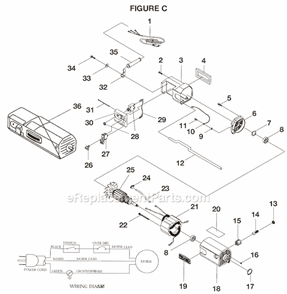 Page C Diagram and Parts List for TP1300  Ridgid Planer Jointer