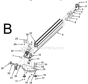 Page B Diagram and Parts List for TS24000  Ridgid Table Saw