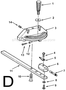 Page D Diagram and Parts List for TS24000  Ridgid Table Saw