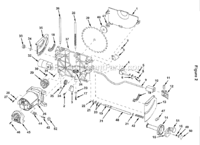 Figure No 2 Diagram and Parts List for TS24001  Ridgid Table Saw
