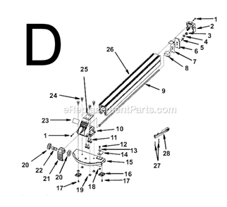 Page D Diagram and Parts List for TS2400  Ridgid Table Saw