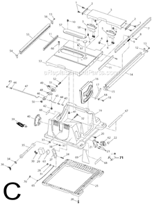 Page C Diagram and Parts List for TS2410LS  Ridgid Table Saw