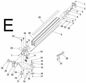 Page E Diagram and Parts List for TS2410LS  Ridgid Table Saw