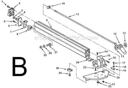 Page B Diagram and Parts List for TS24121  Ridgid Table Saw