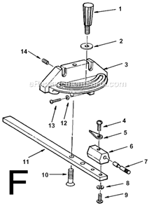 Page F Diagram and Parts List for TS24121  Ridgid Table Saw