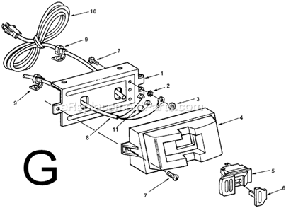 Page G Diagram and Parts List for TS24121  Ridgid Table Saw