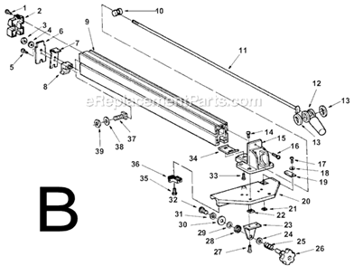 Page B Diagram and Parts List for TS24240  Ridgid Table Saw