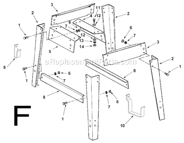 Page F Diagram and Parts List for TS24240  Ridgid Table Saw