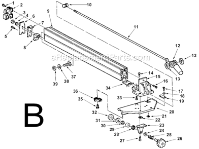 Page B Diagram and Parts List for TS24241  Ridgid Table Saw