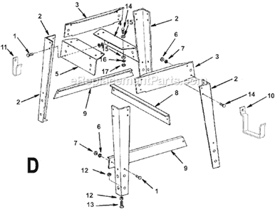 Page D Diagram and Parts List for TS36120  Ridgid Table Saw