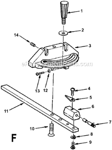 Page F Diagram and Parts List for TS36120  Ridgid Table Saw
