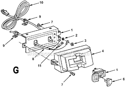 Page G Diagram and Parts List for TS36120  Ridgid Table Saw