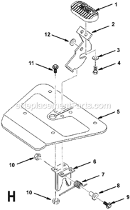 Page H Diagram and Parts List for TS36120  Ridgid Table Saw