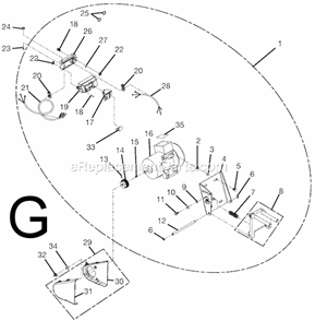 Page G Diagram and Parts List for TS3650  Ridgid Table Saw