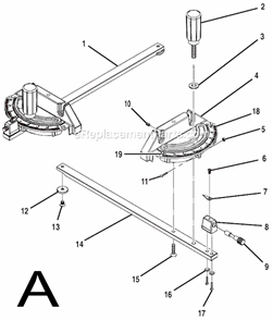 Page A Diagram and Parts List for TS3660  Ridgid Table Saw