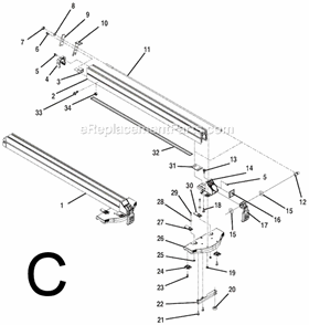 Page C Diagram and Parts List for TS3660  Ridgid Table Saw