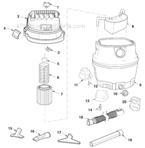 Page A Diagram and Parts List for WD1450EX0  Ridgid Utility Vacuum