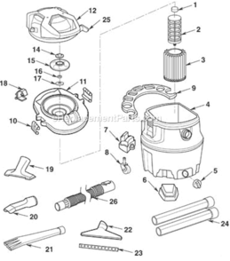 Part Location Diagram of 833169 Ridgid Blower Wand