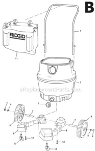 Page B Diagram and Parts List for WD1950  Ridgid Utility Vacuum