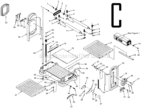 Page C Diagram and Parts List for TP13001  Ridgid Planer Jointer