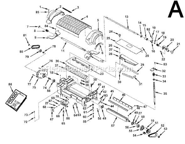 Page A Diagram and Parts List for TP13002  Ridgid Planer Jointer