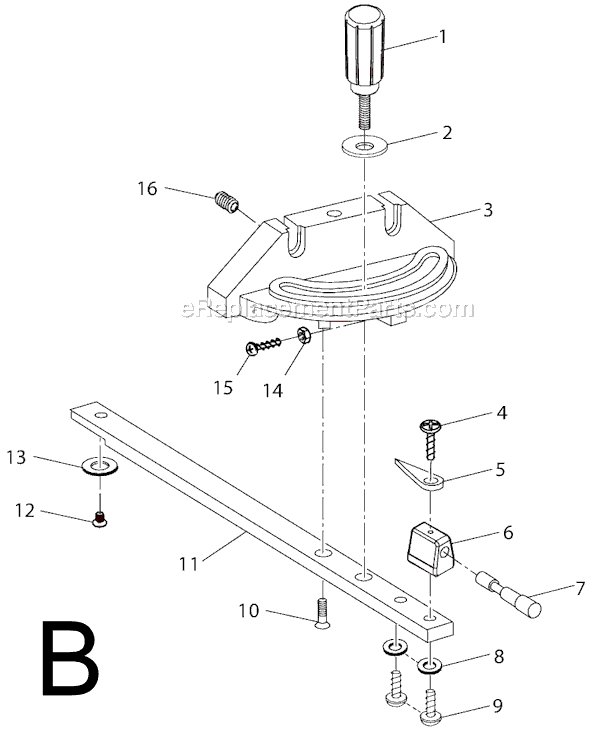Page B Diagram and Parts List for TS2410LS  Ridgid Table Saw
