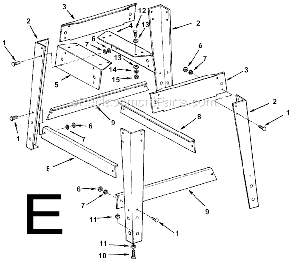 Page E Diagram and Parts List for TS24121  Ridgid Table Saw