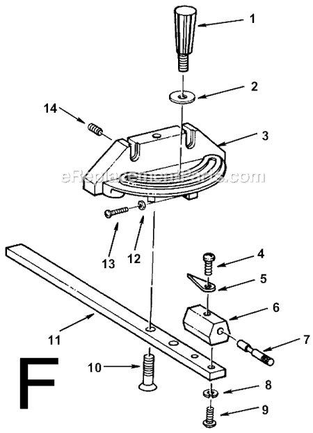 Page F Diagram and Parts List for TS24121  Ridgid Table Saw