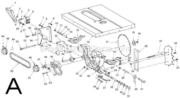 Page A Diagram and Parts List for TS24240  Ridgid Table Saw